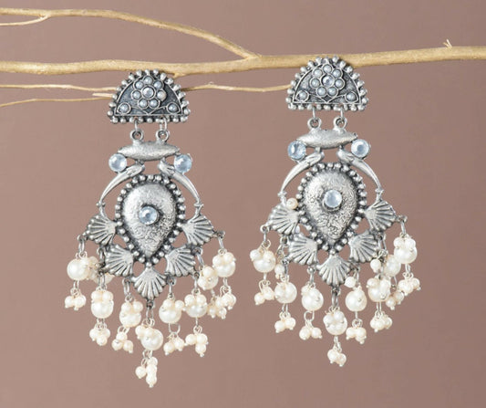 Mainika Oxidized Silver Earrings