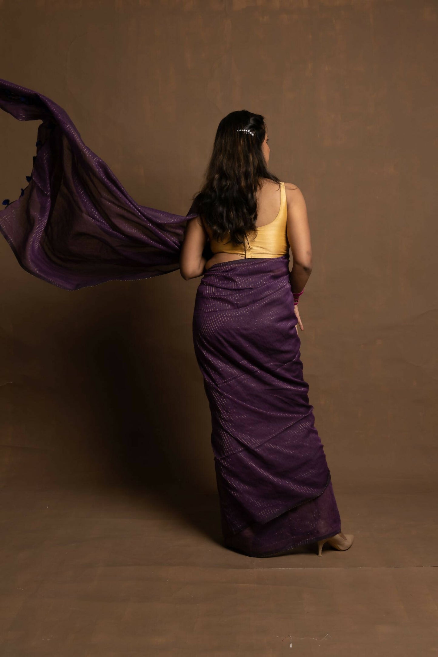 Purple Story Zari Stripes Saree