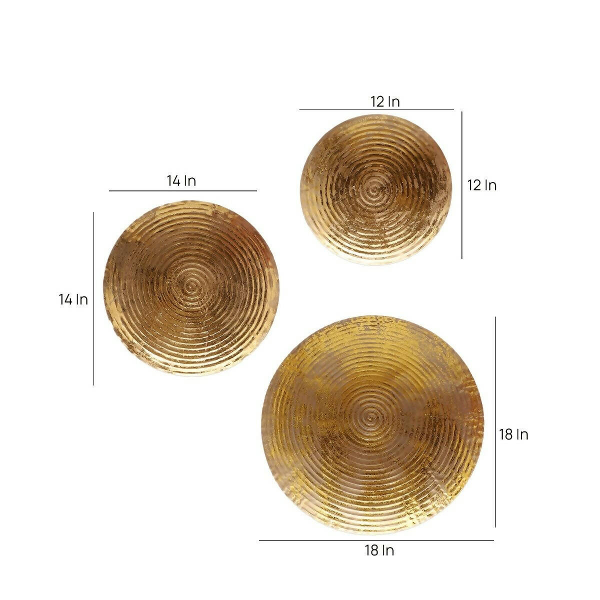 Round Ring Gold Foil Wall Decor Set of 3