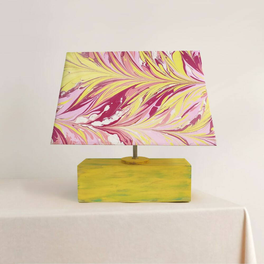 Modern Table Lamp - Marbling | Yellow and Magenta