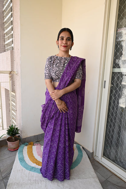 Old School Romance Handblocked Saree