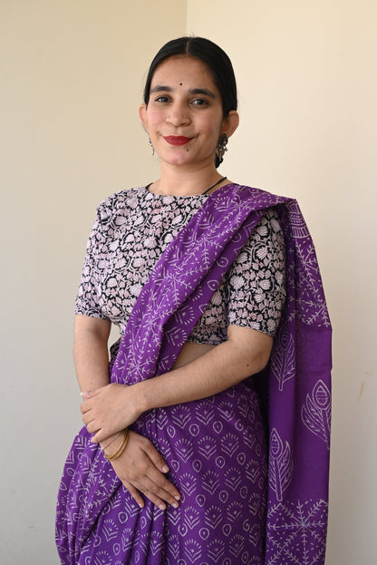 Old School Romance Handblocked Saree