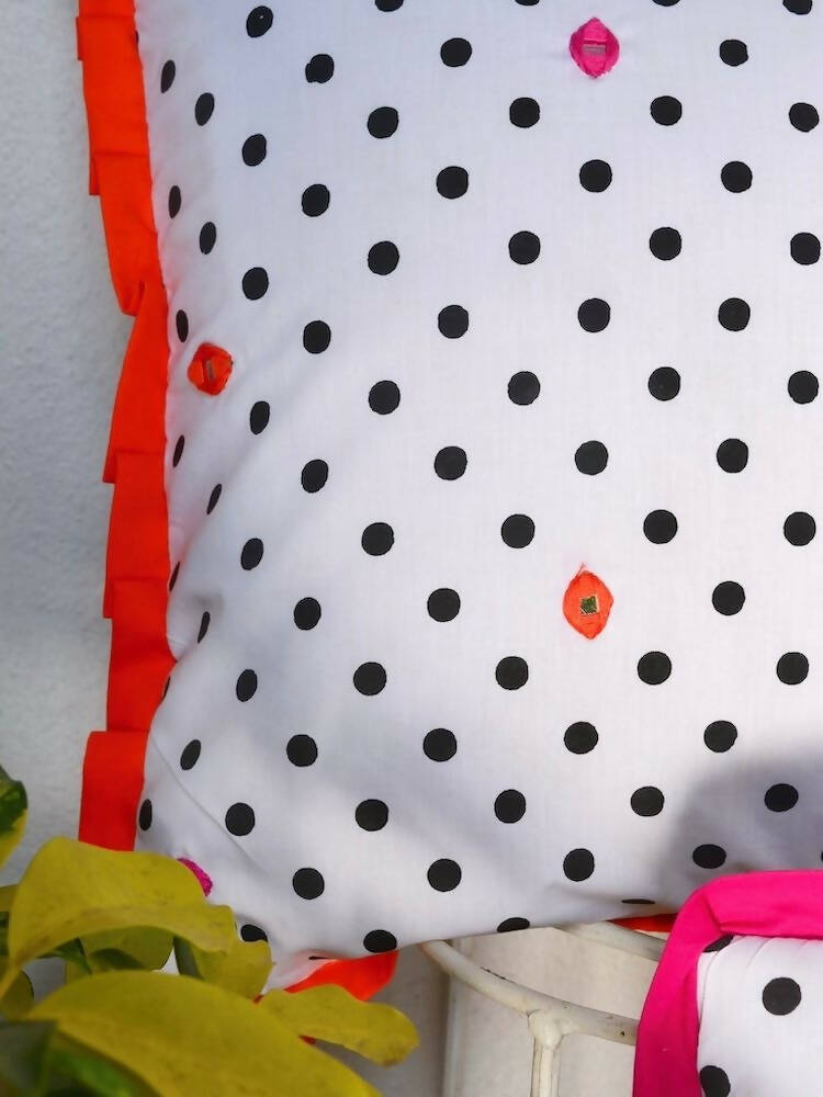 Polka Frill Cushion Cover