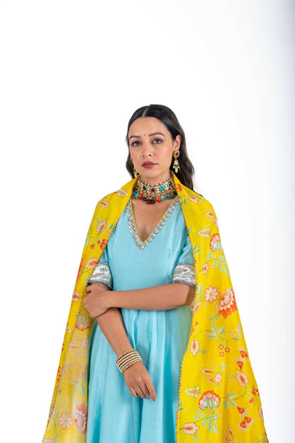 Anaya Sea Blue Anarkali Set