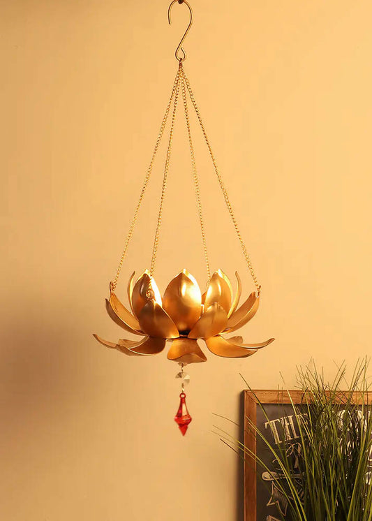 Hanging Lotus Tealight With Beads