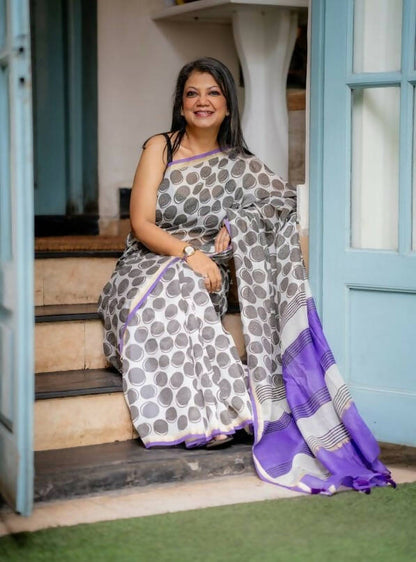 Cookie Time – Oreo Screen Print on Chanderi Saree