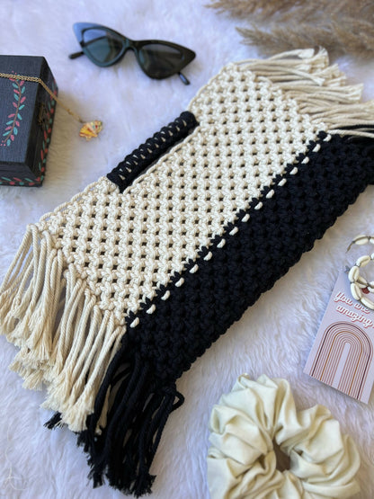 Boho Macrame Fringe Clutch Bag