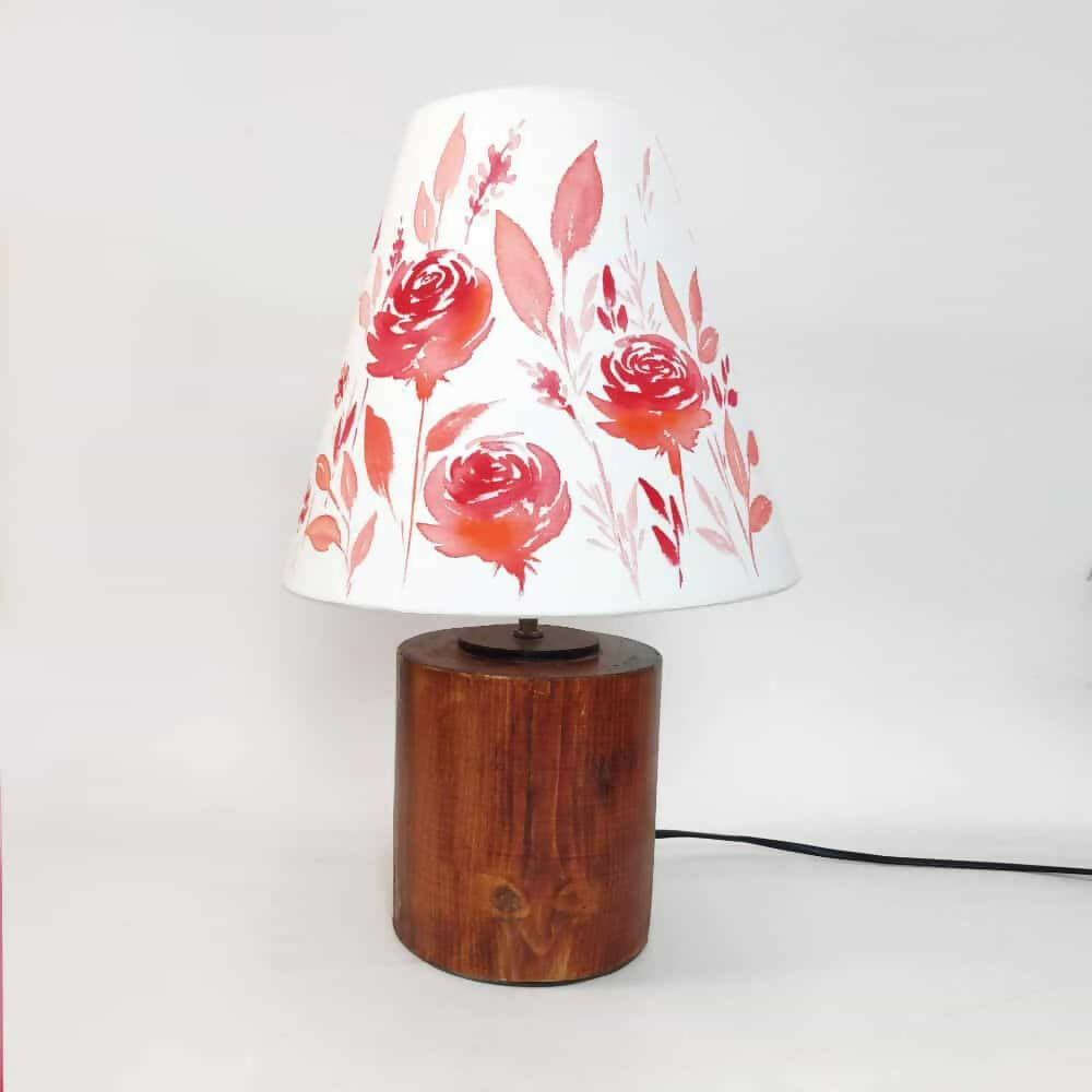 Cone Table Lamp - Red Floral Lamp Shade