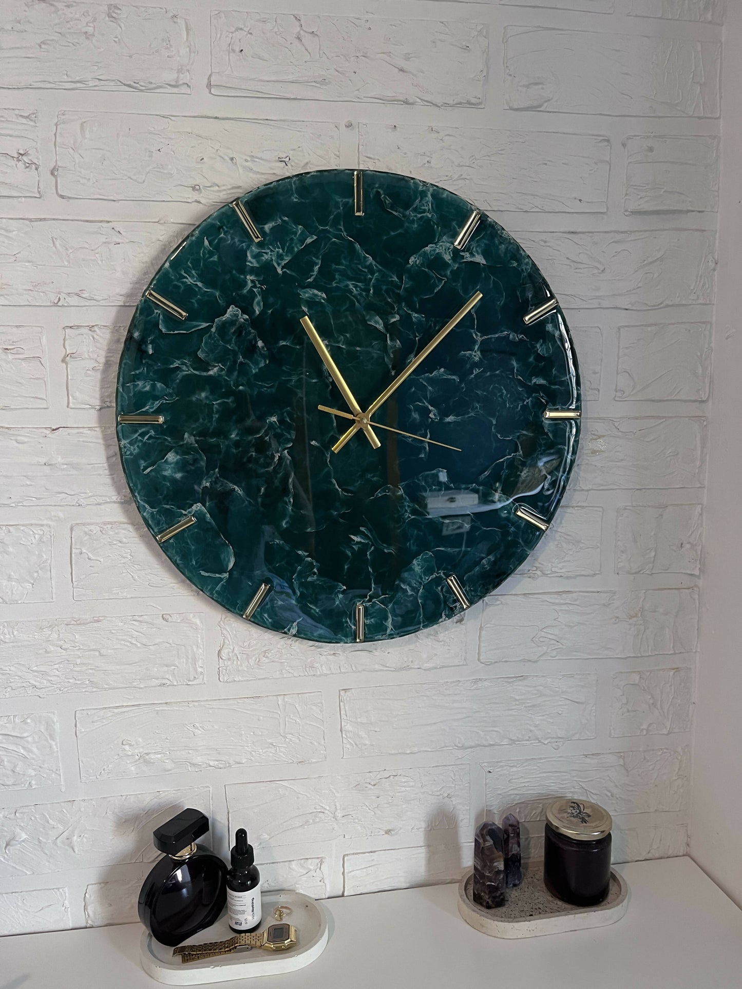 Emerald Marble Clock