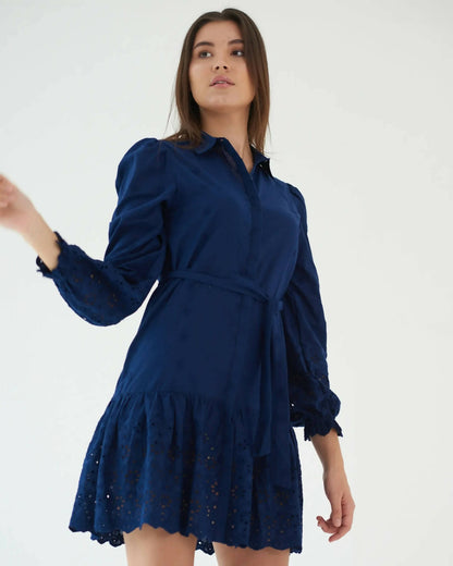 Effortless Elegance - Blue Cotton Shirt Dress