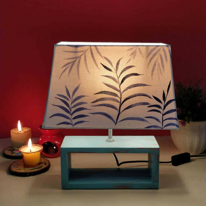 Rectangle Table Lamp - Blue Fern Lamp Shade