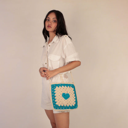 Heart on my sling crochet bag