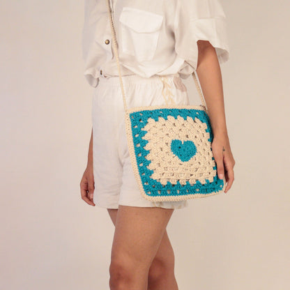 Heart on my sling crochet bag