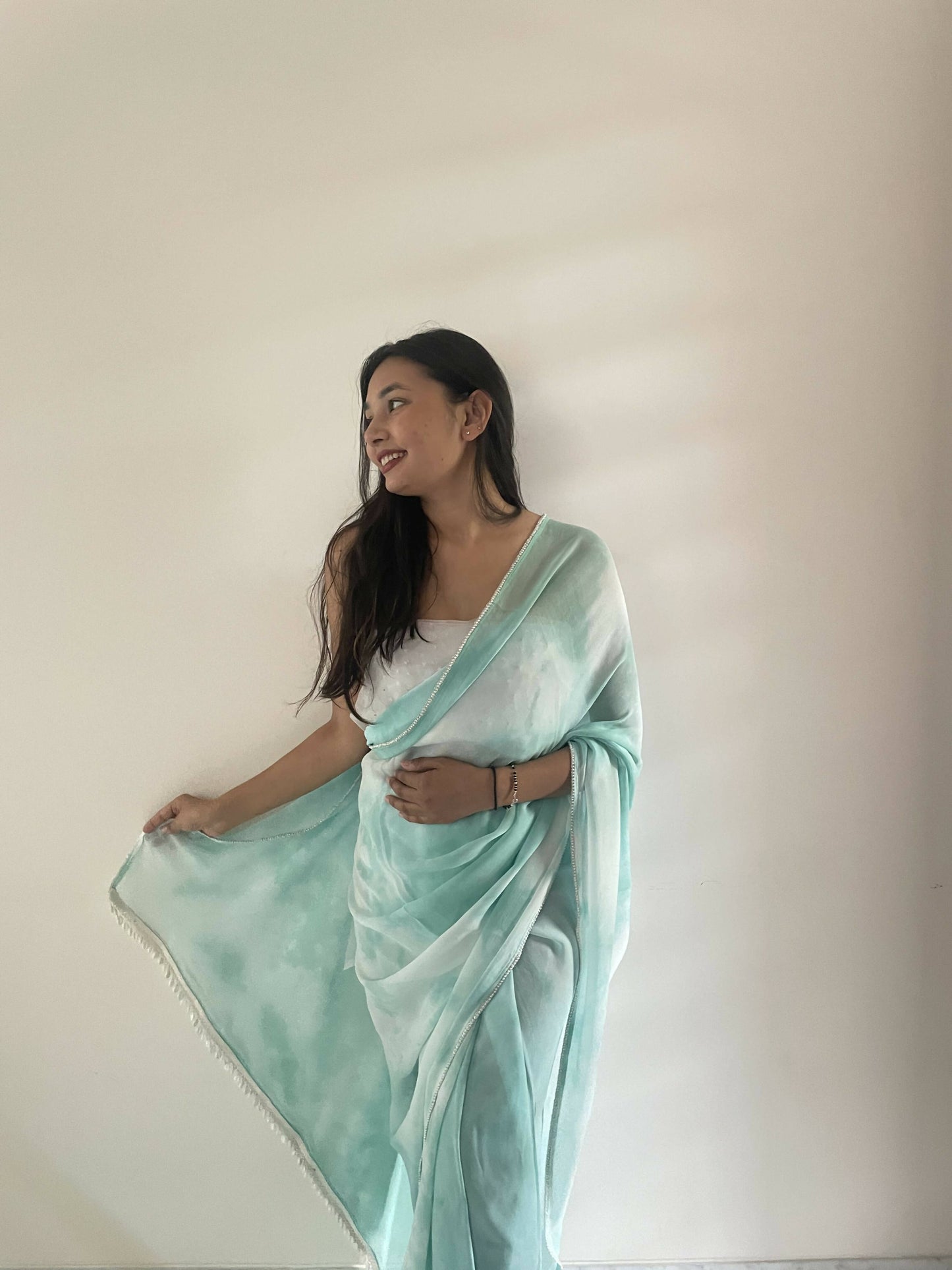 Falak Green Georgette Saree