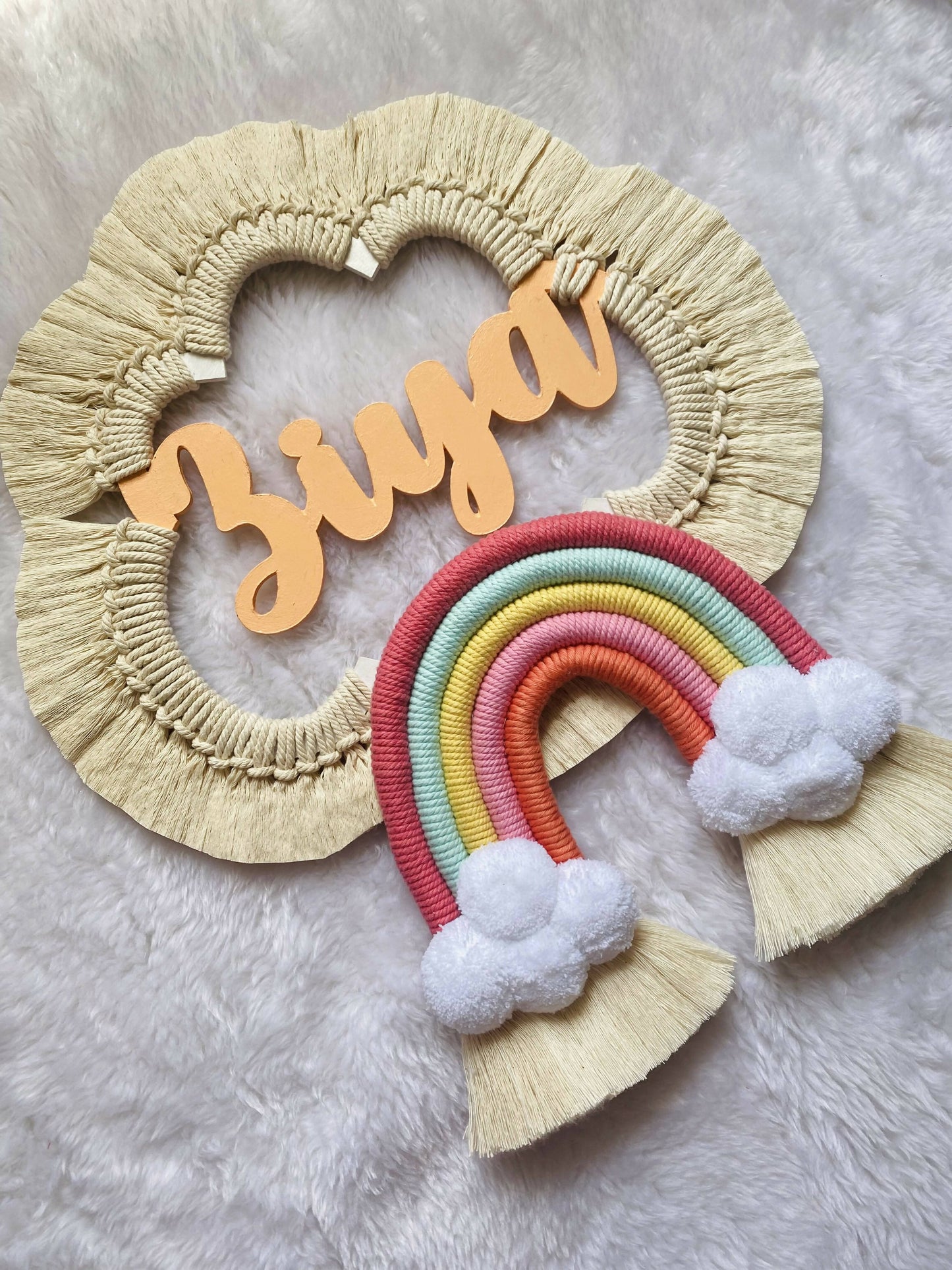 Mini Cloud Rainbow Name Macrame Dreamcatcher