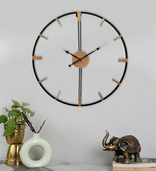 Gold & Black Stripes Wall Clock