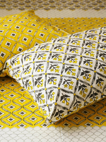 Bageecha Yellow Extra Large Double Bed Bedsheet