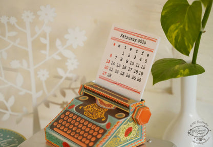 Colourful Typewriter Desk Calendar 2025 Diy Paper Craft Kit