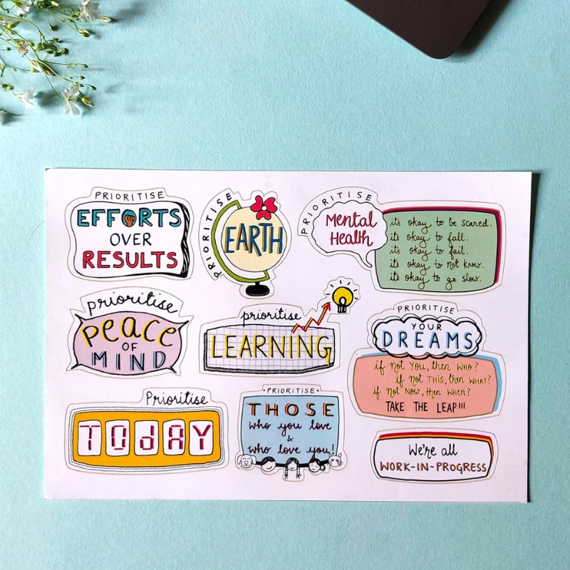 Priorities + Just do it | Sticker sheet combo