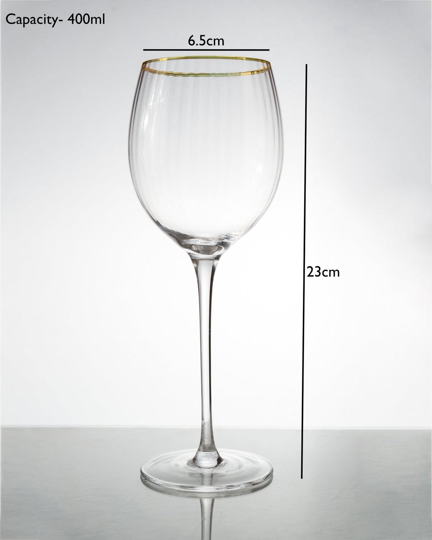 Golden Rim Fluted Wine Glass (Set of 2)