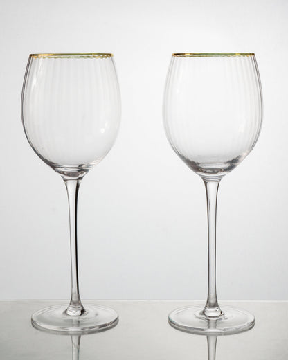 Golden Rim Fluted Wine Glass (Set of 2)