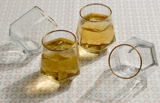 Gold Rimmed Heaxagon Glass (Set of 6)