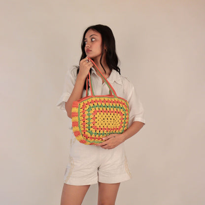 XL Multicolor crochet tote bag