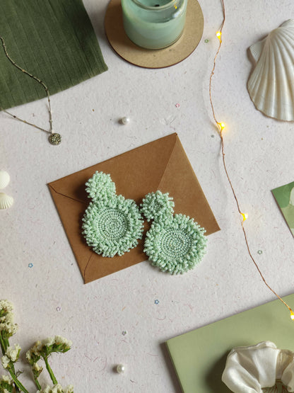 Circular Hand Embroidered Earrings