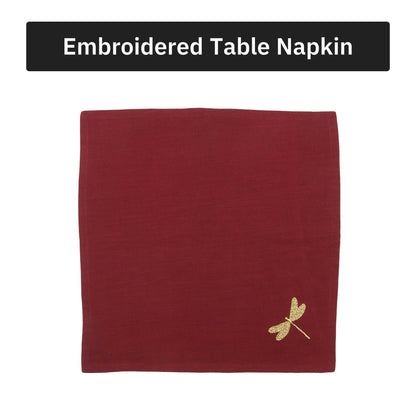 Burgundy Dragonfly Cotton Slub Napkins