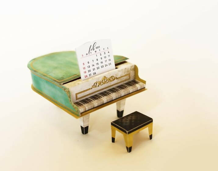 Turquoise Mini Grand Piano Calendar 2025 - Diy Paper Craft Kit