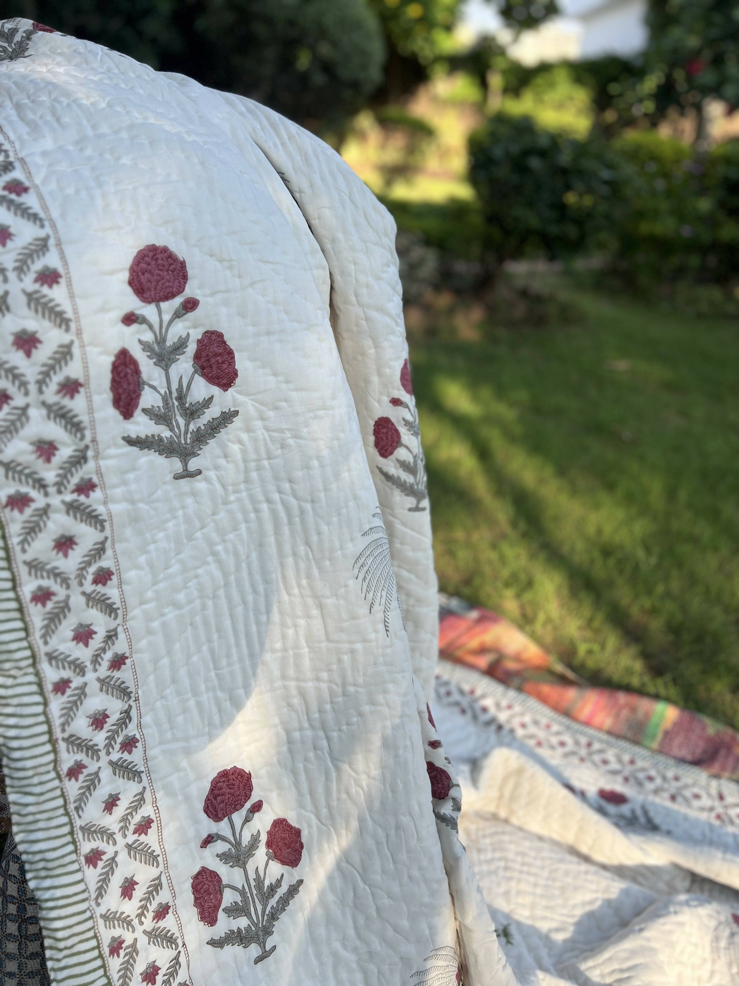 Reversible Hand Block Quilt | Poppy Motifs