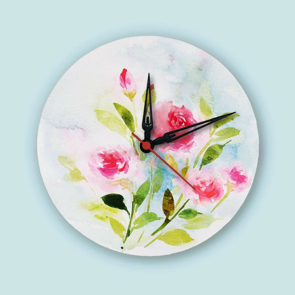 Handpainted Wall Clock - Floral 16