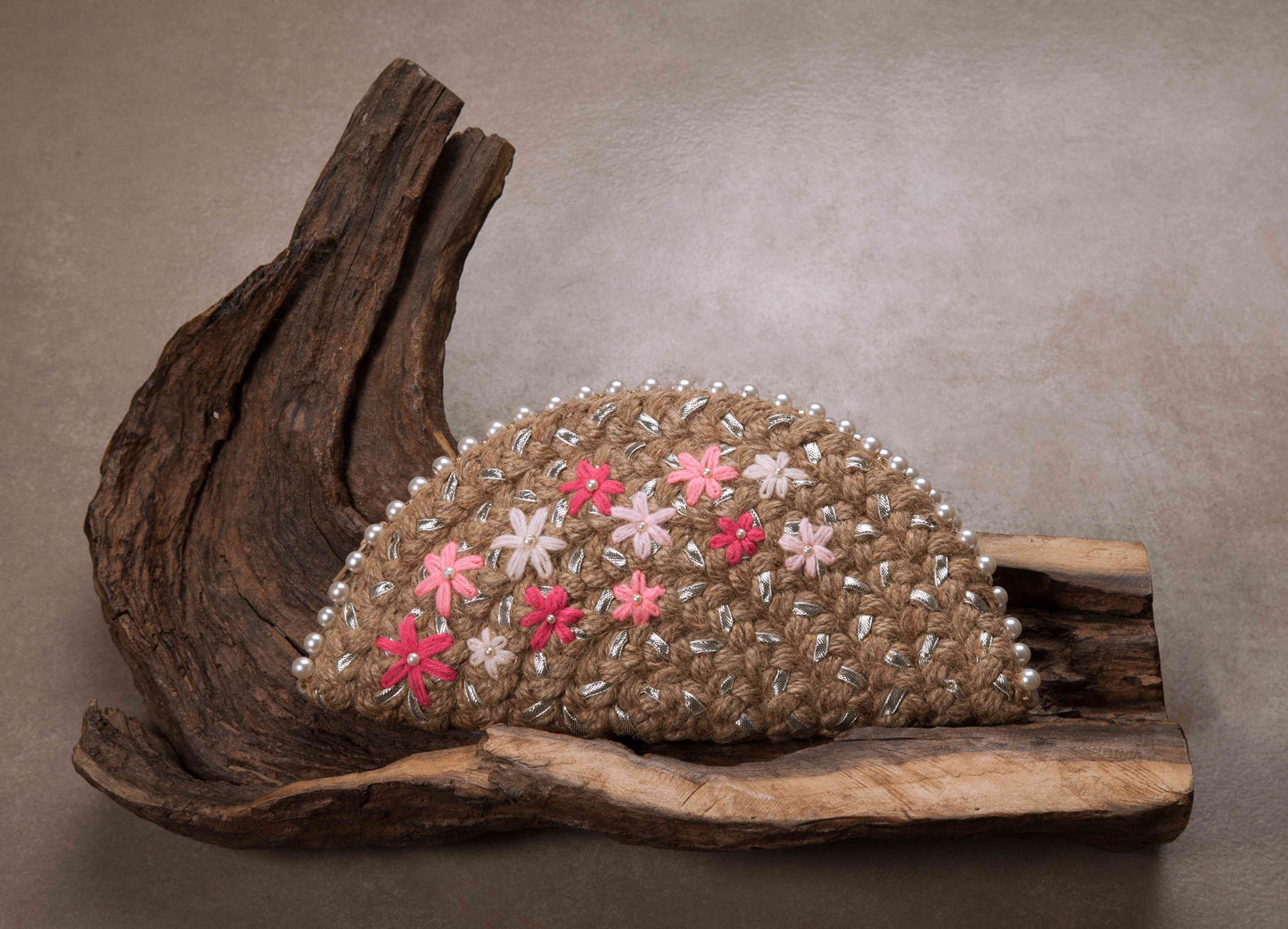 Pink Blossom Half Moon Clutch