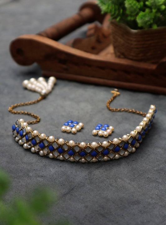 Geo Kundan and Stone Choker Necklace Set