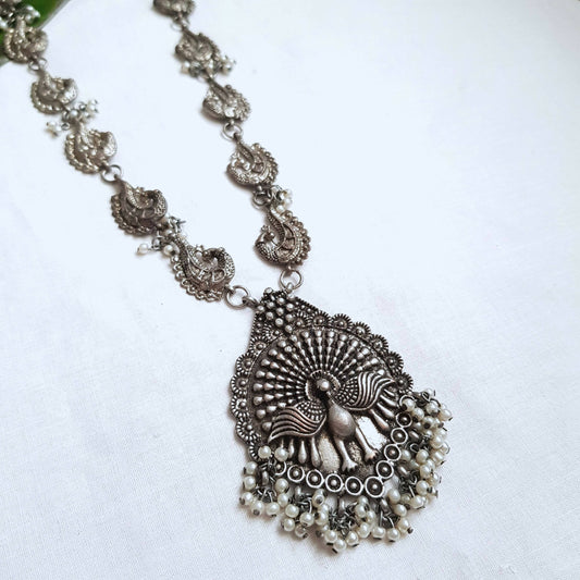 Peacock Necklace With Pearls