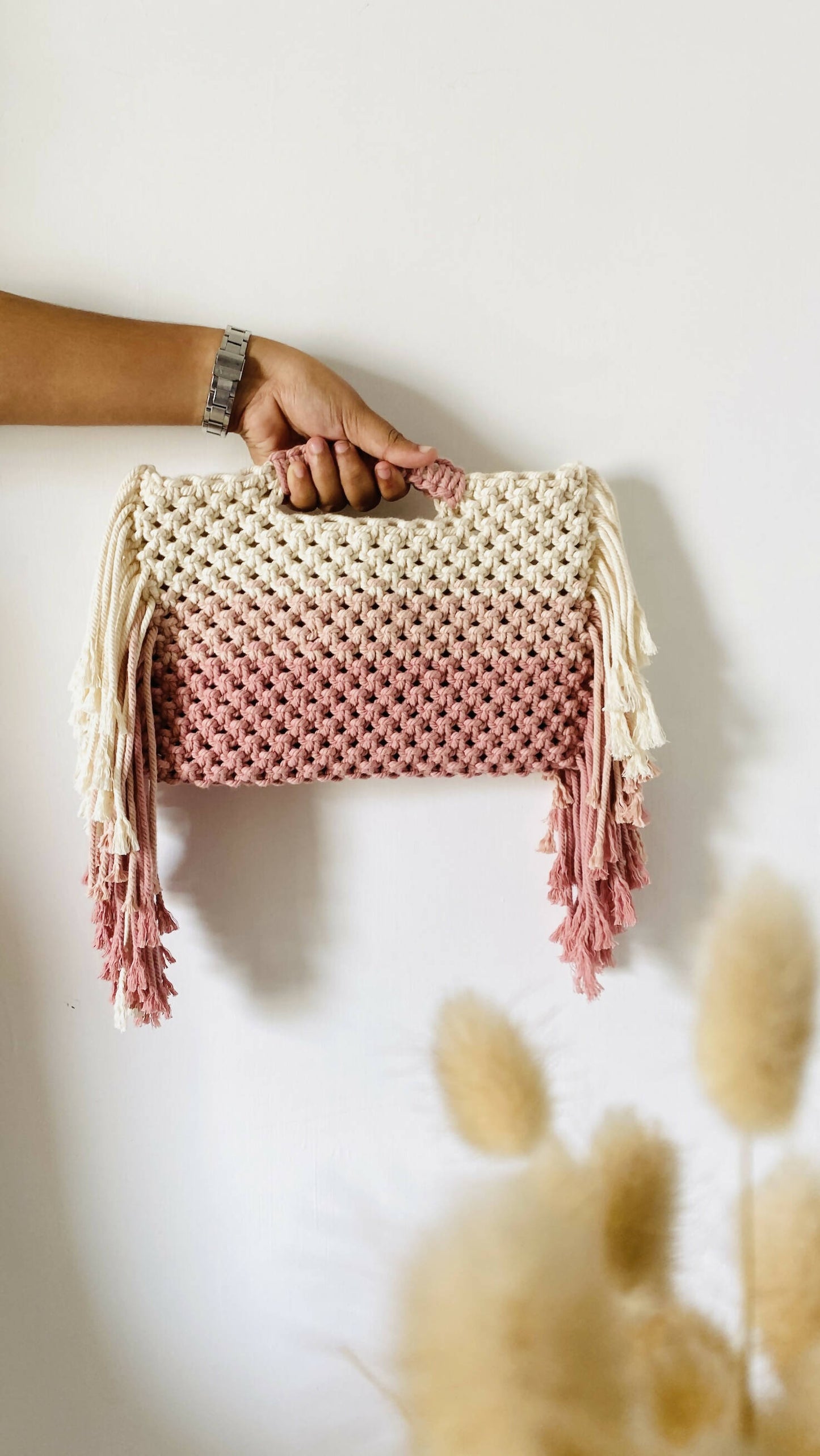 Boho Macrame Fringe Clutch Bag