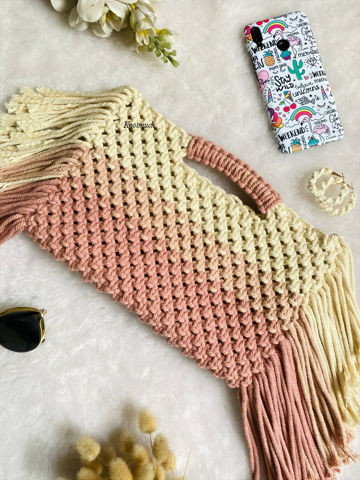 Boho Macrame Fringe Clutch Bag