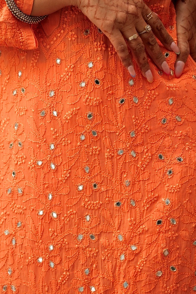 Inara Chikankari And Mirror Work Kurti