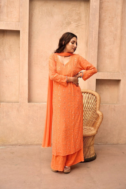 Inara Chikankari And Mirror Work Kurti