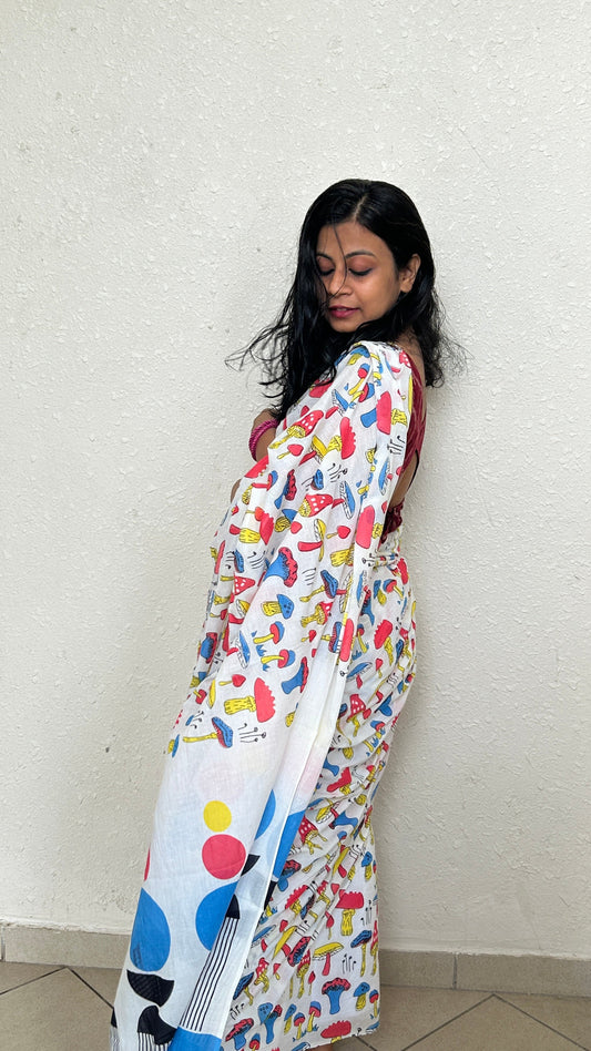 Silly Mushroom Trendy Cotton Saree