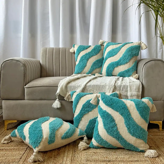 Azure Wave Blue Wave Cushion Covers