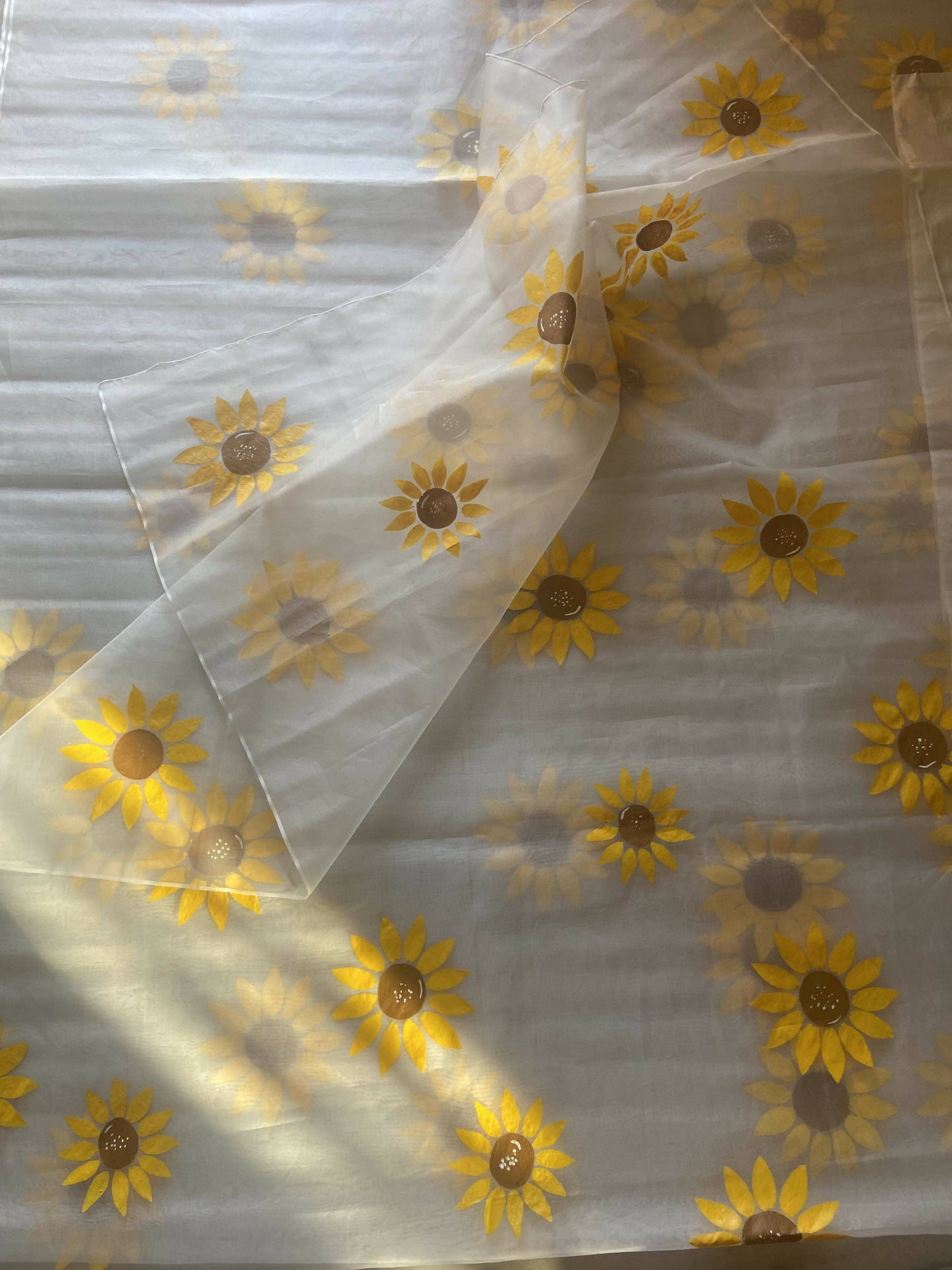 Sunflower Organza Handpainted Saree