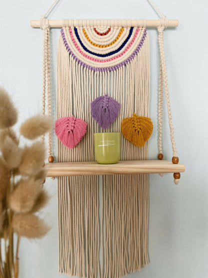 Semi Mandala Macrame Floating Shelf