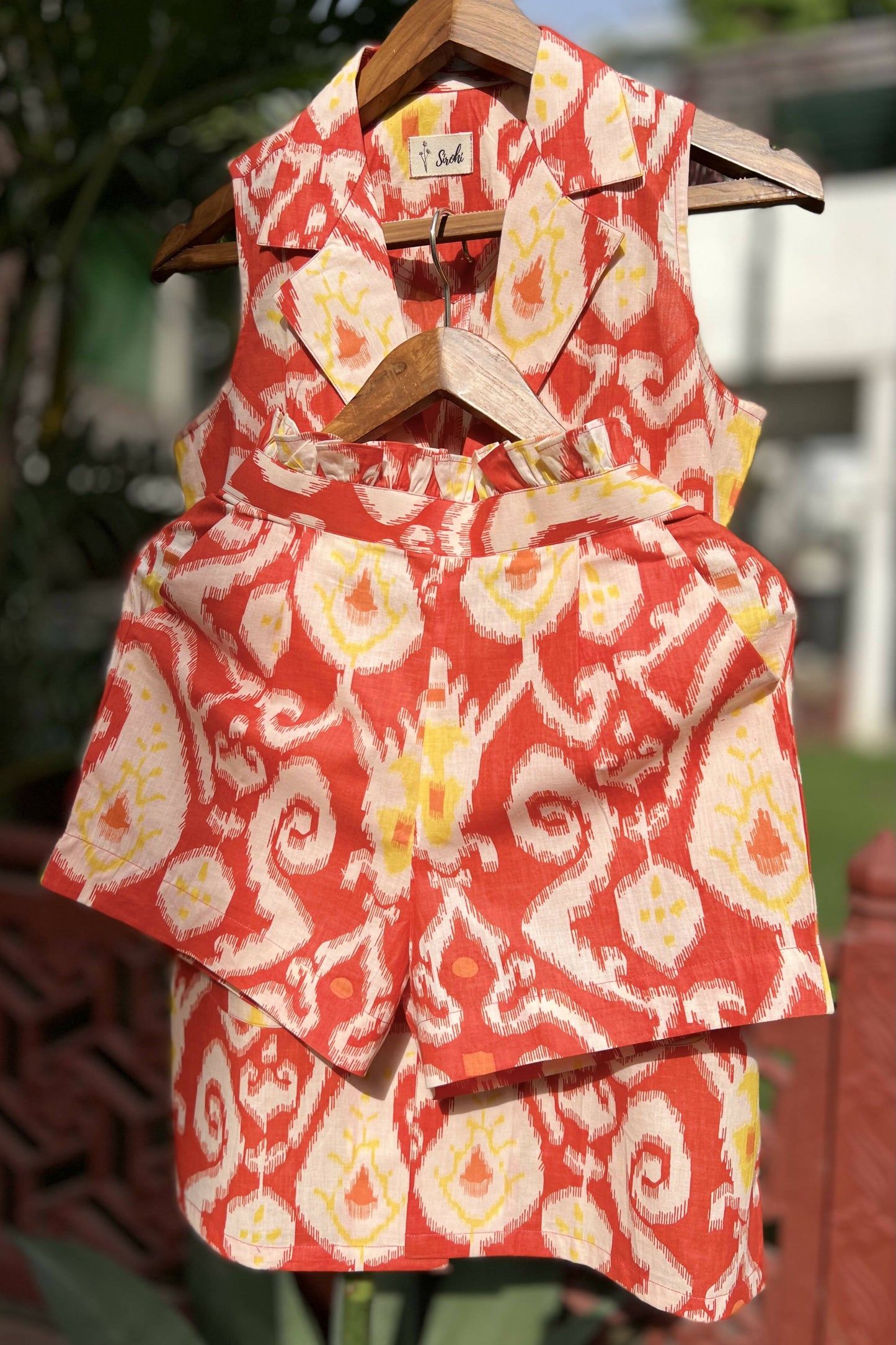 Tangerine Ikat Jacket & Shorts Set