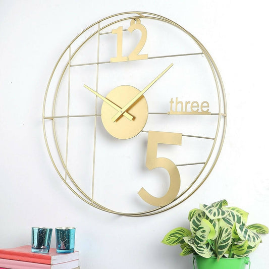 12-Three-5 Elegant Gold Wall Clock