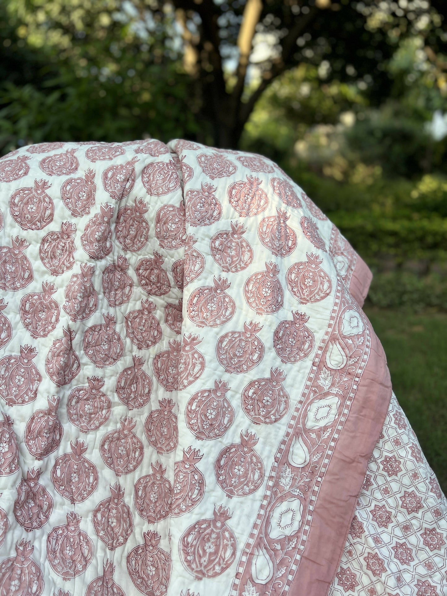 Reversible Hand Block Quilt | Pomegranate