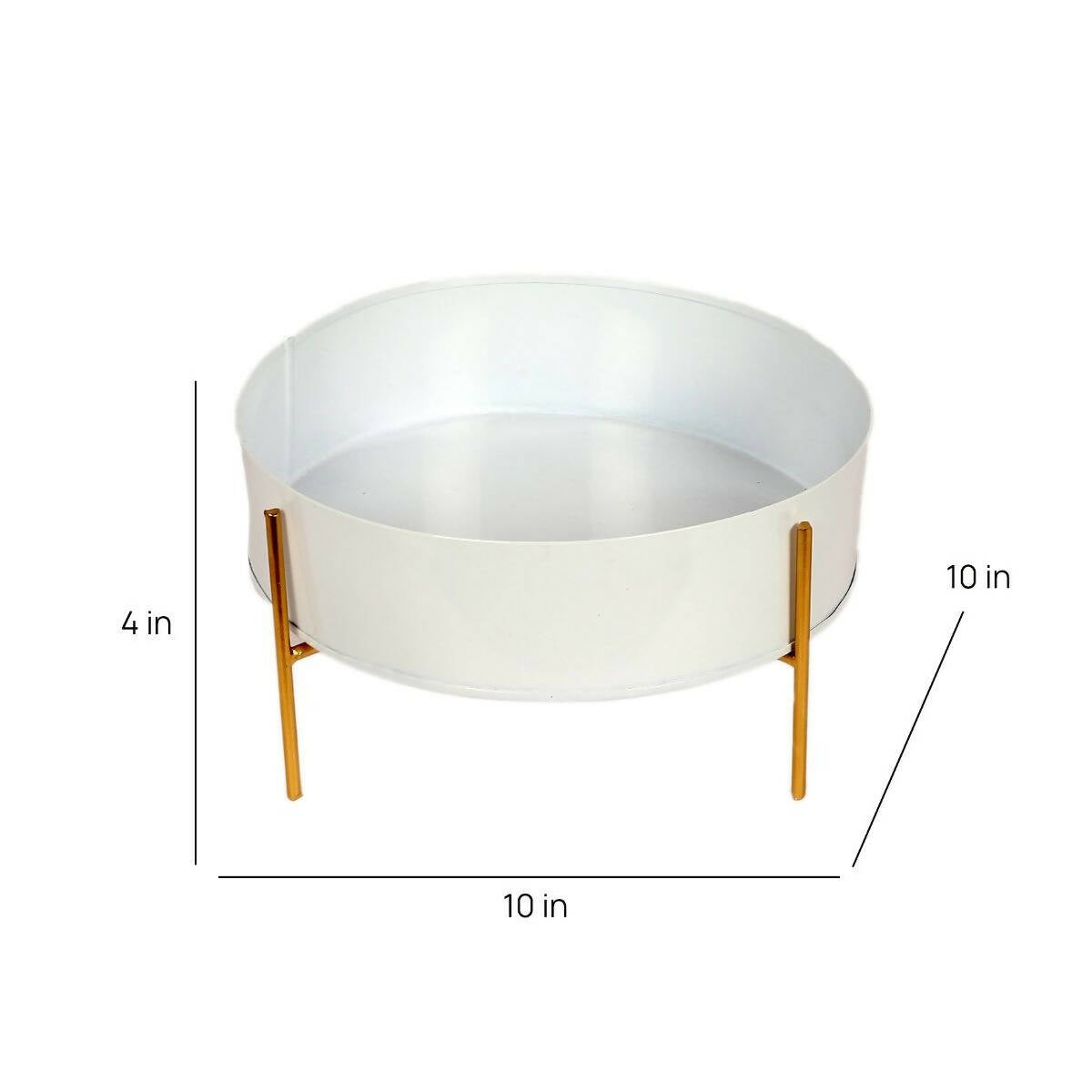 Round White & Gold Table Planter With Stand Set of 2