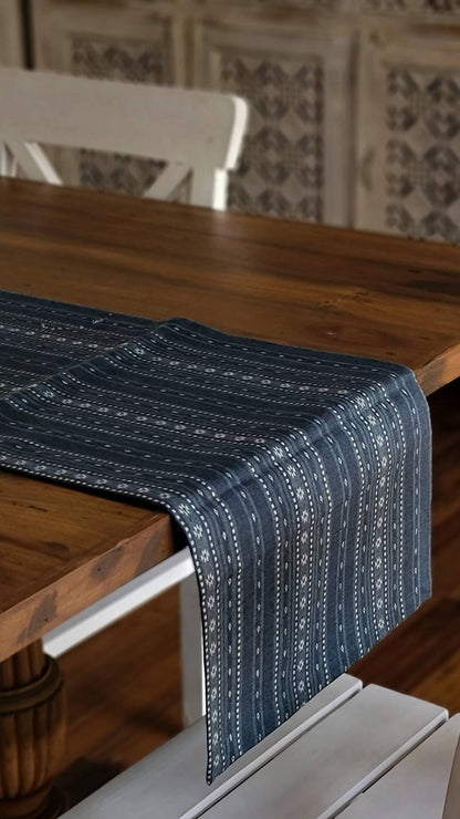 Woven Aegean Blue Wipeable & Anti-skid Table Runner