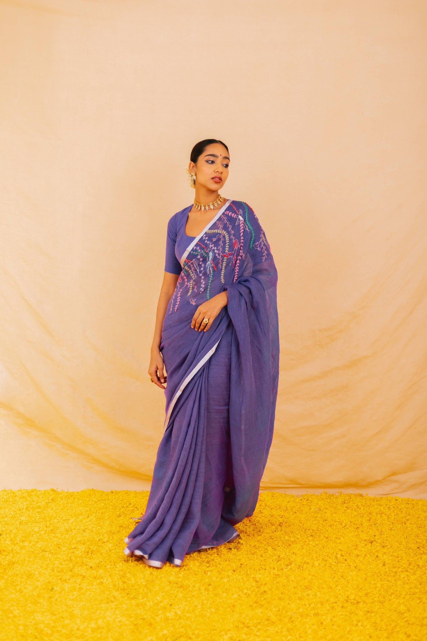 Jaya Purple Linen Saree