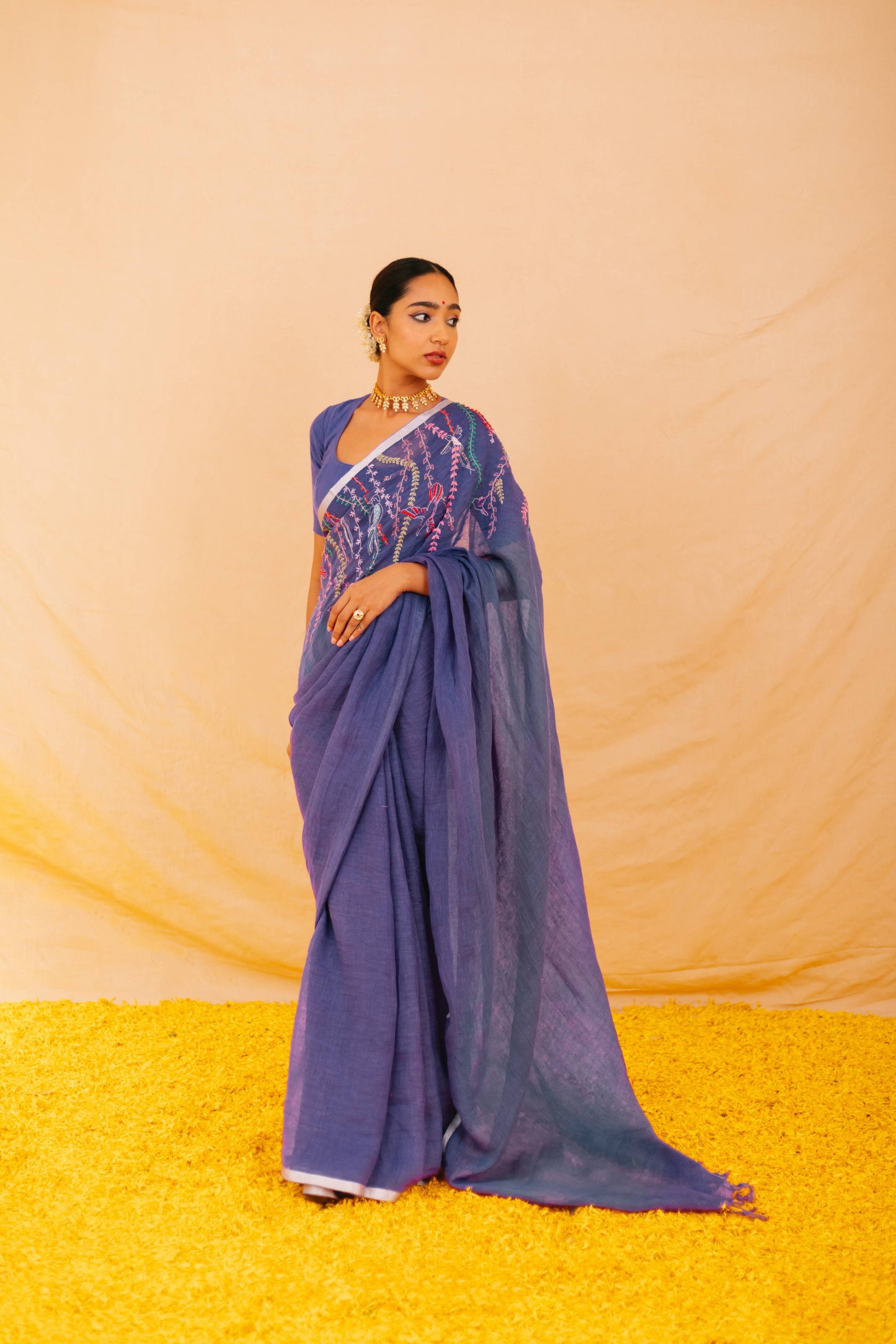 Jaya Purple Linen Saree